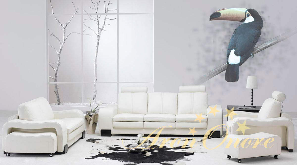 Птица тукан – интересная идея росписи стен в гостиной