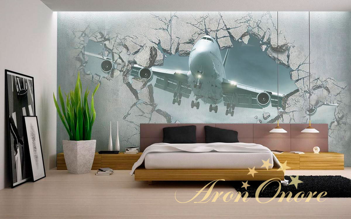 Идея росписи спальни – самолет идет на посадку