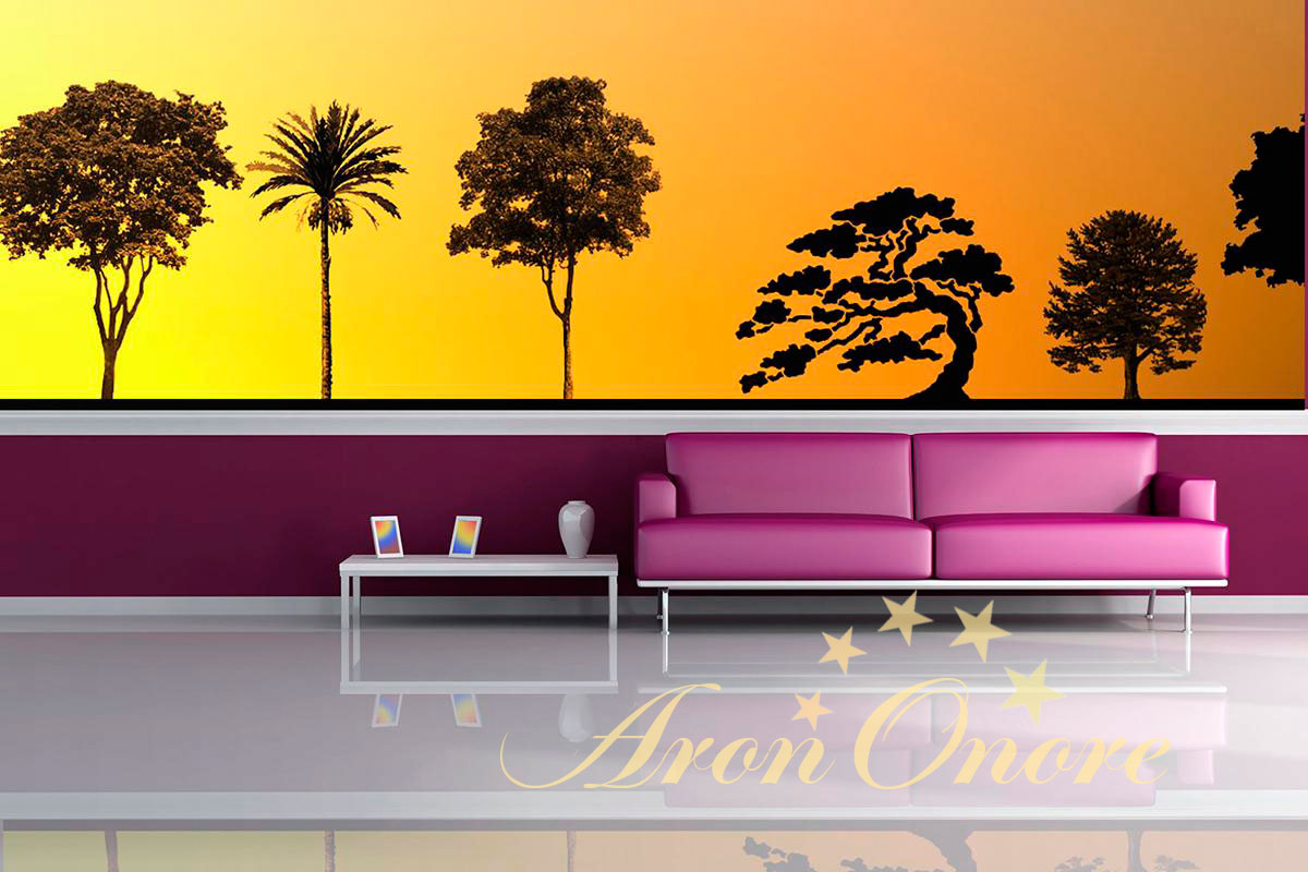 Экзотические деревья – идея для росписи стен в зале