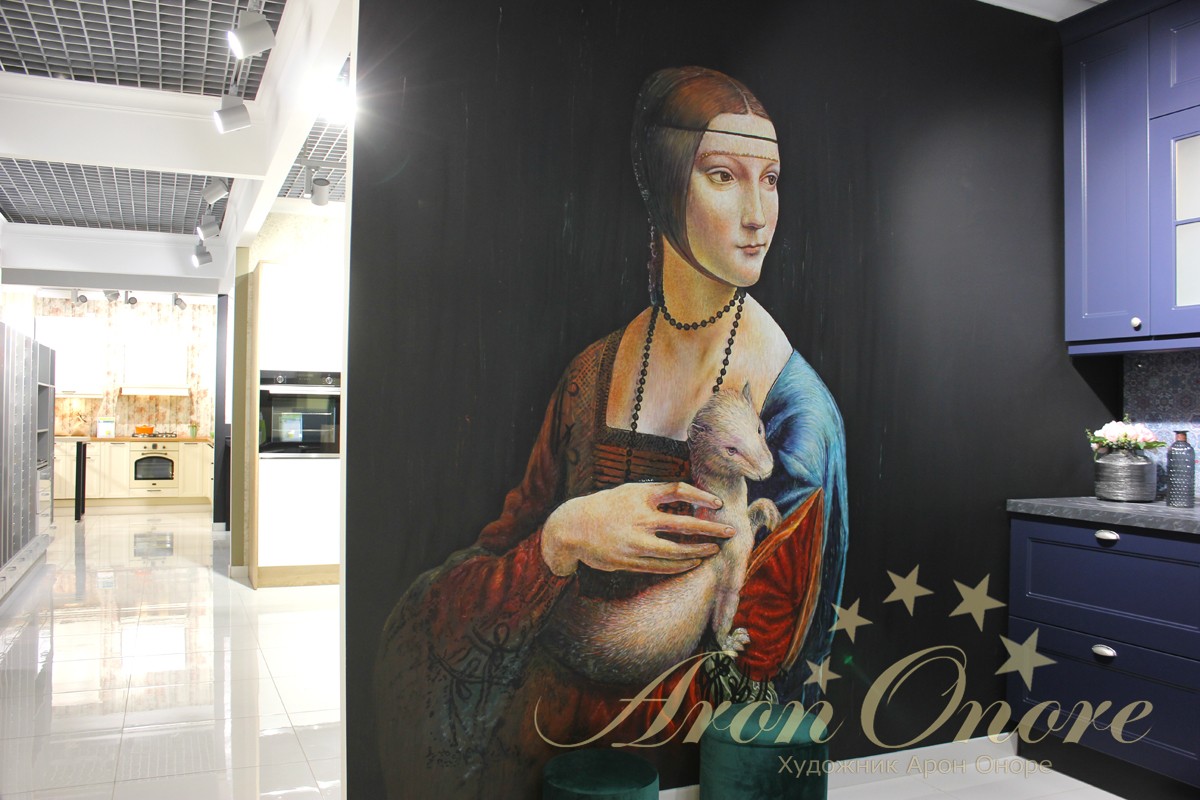 Репродукция картины «Дама с горностаем» Леонардо да Винчи от Арона Оноре