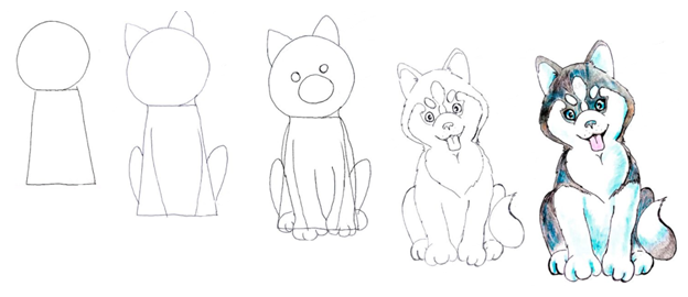 Как нарисовать мультфильм собака