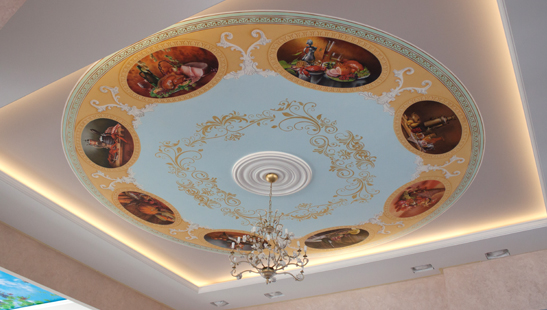 Альфрейная роспись потолка на кухне Натюрморт