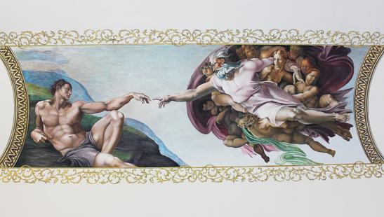 Репродукция фреска Микеланджело Сотворение Адама