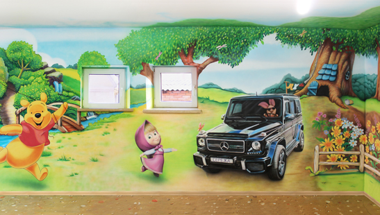 Рисунок на стене в детской Маша, Винипух