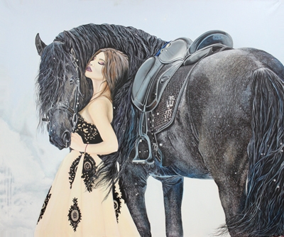 девушка с лошадью зима