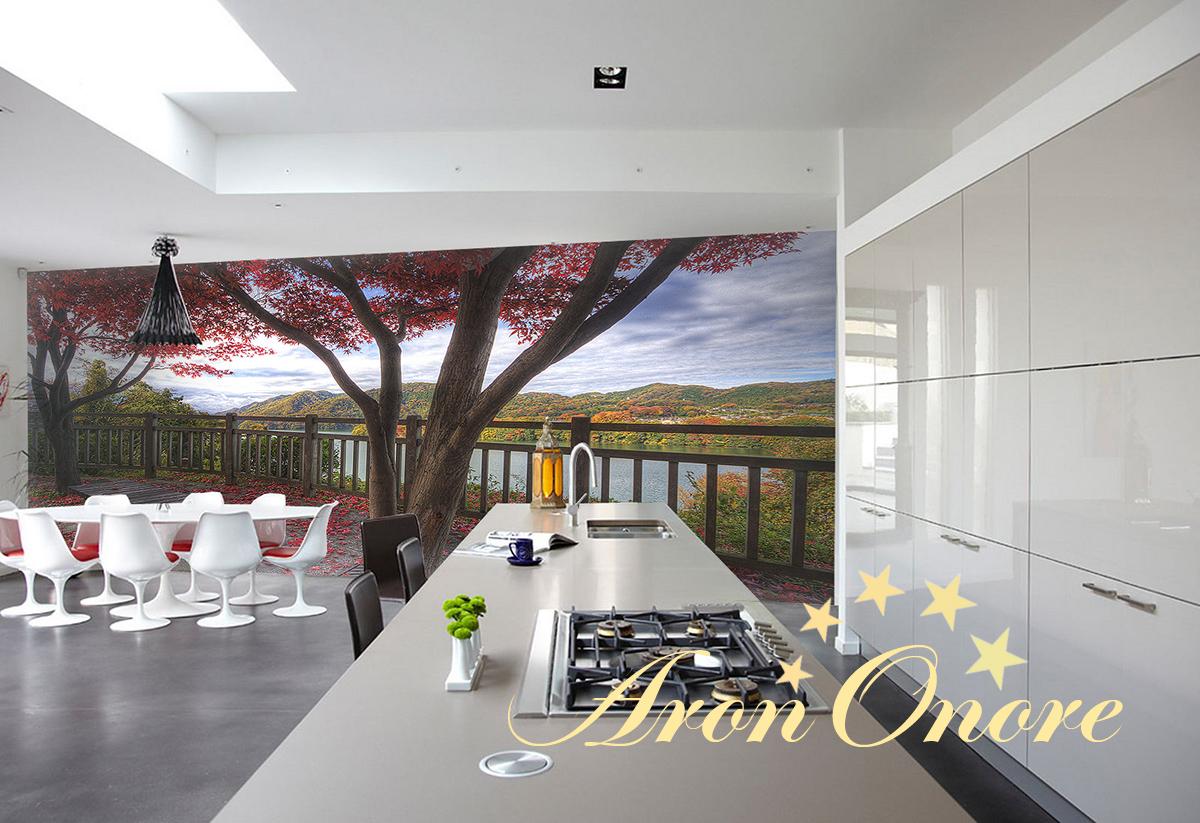 Красивый пейзаж на стене кухни – декоративное оформление стены