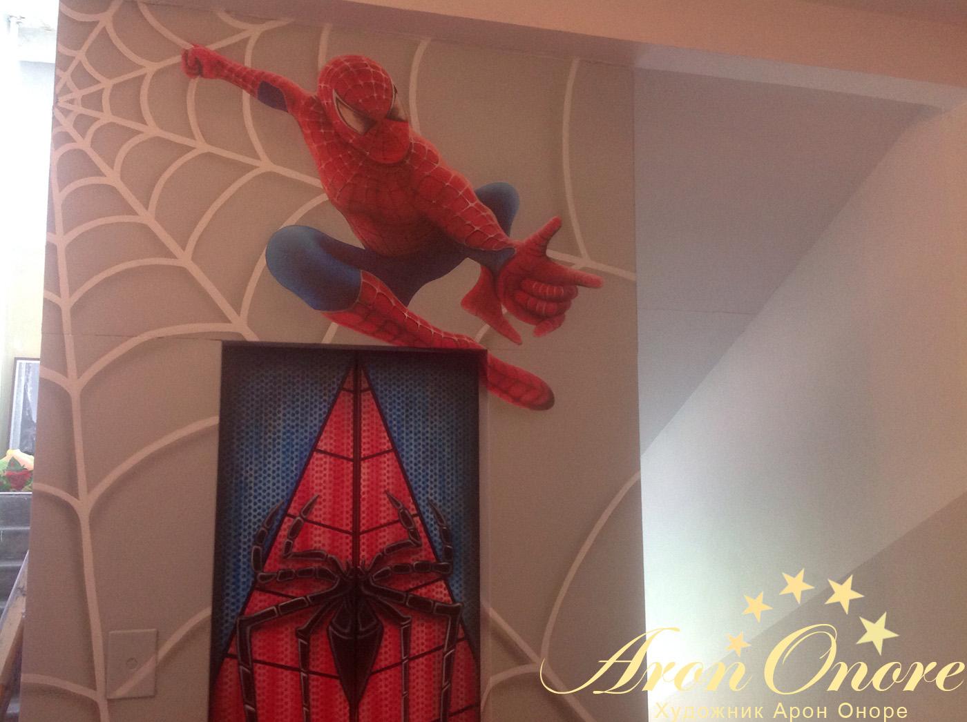 Готовый вариант рисунка на стене - Spider man