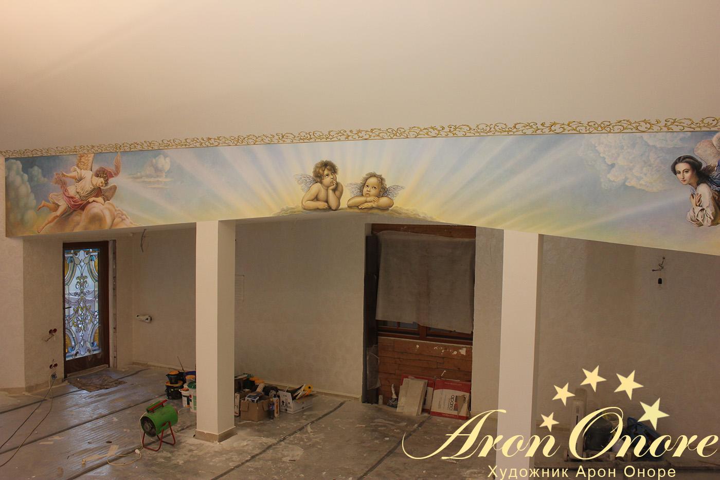 Роспись стен в классическом стиле – ангелы небесные, роспись стены ангелы на небе