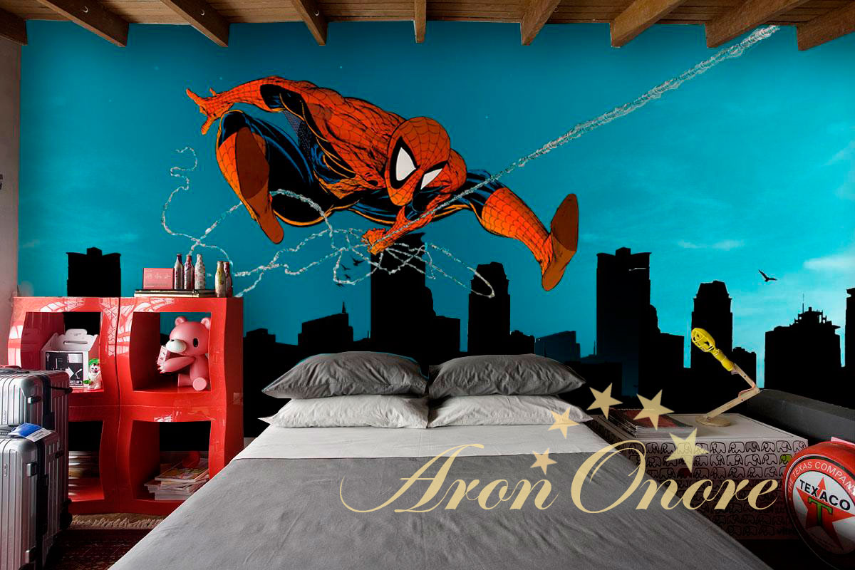 Рисунок настенный – спайдермен над кроватью