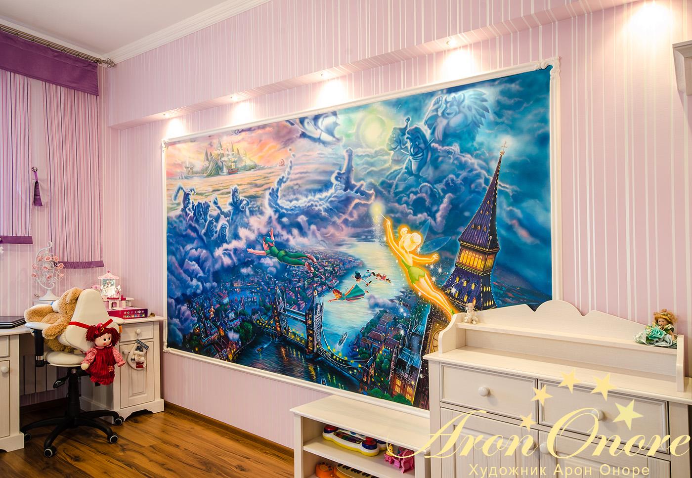 Фото роспись стен в детской комнате, детская комната роспись стен, роспись стены в детской